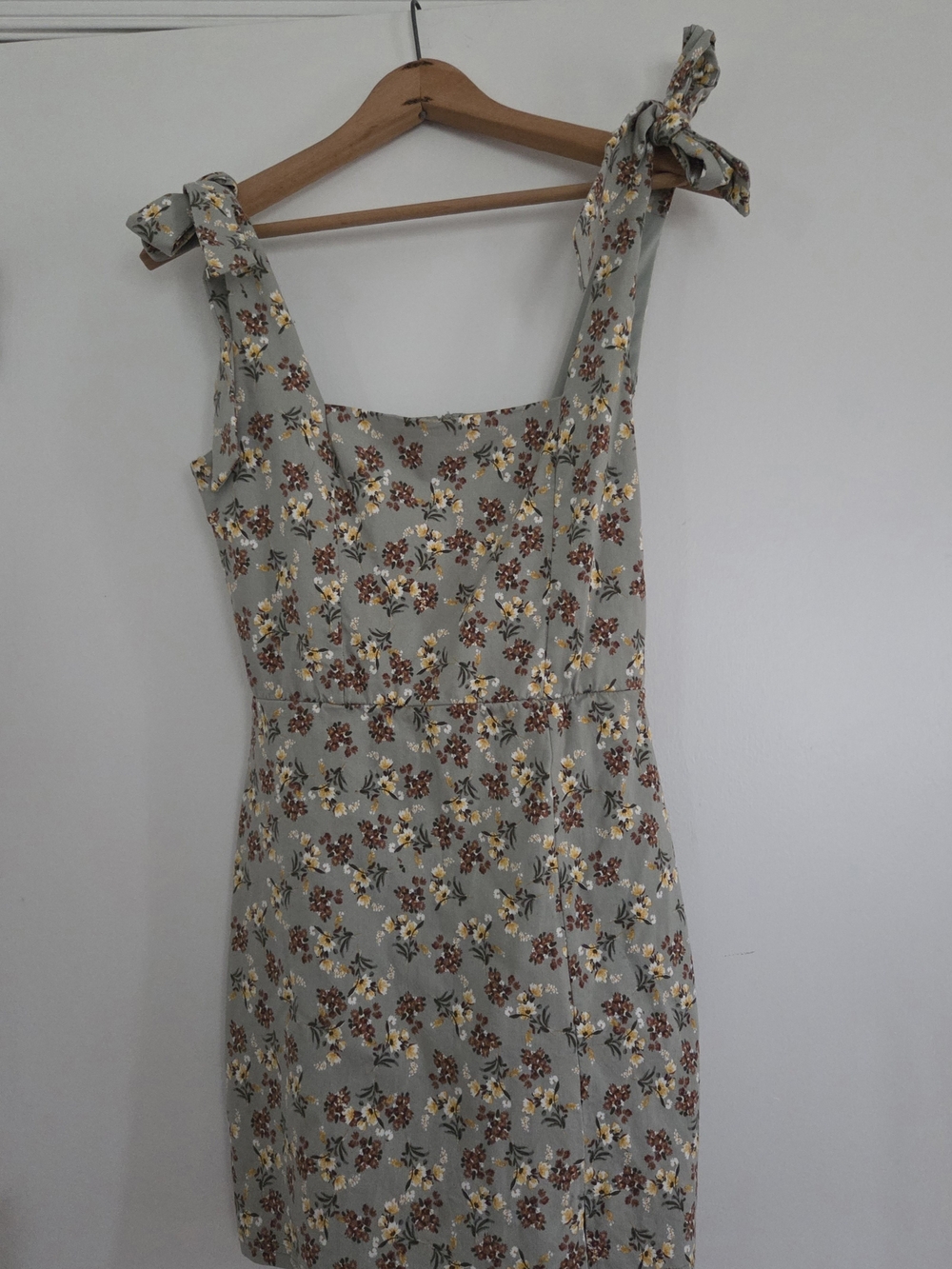 Trixxi Blue-Green Floral Tie-Shoulder Mini Dress